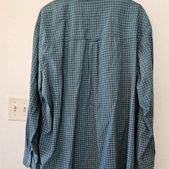 CHAPS Easy Care Men's XXL Shirt Green With Blue Stripes Button Down Long Sleeves - Picture 5 of 5